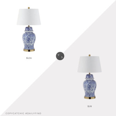 Daily Find: Wayfair Alcott Hill Deziree Ceramic Table Lamp vs. Amazon JYL Home Modern Floating Shelf, blue white table lamp look for less, copycatchic luxe living for less, budget home decor and design, daily finds, home trends, sales, budget travel and room redos