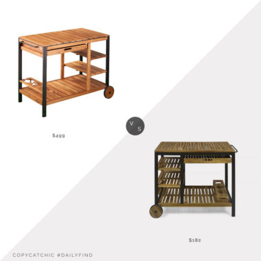 Daily Find: World Market Acacia Wood and Metal 4 Tier Bar Cart vs. Walmart Noble House Julien Acacia Outdoor Kitchen Serving & Storage Cart, outdoor bar cart look for less, copycatchic luxe living for less, budget home decor and design, daily finds, home trends, sales, budget travel and room redos