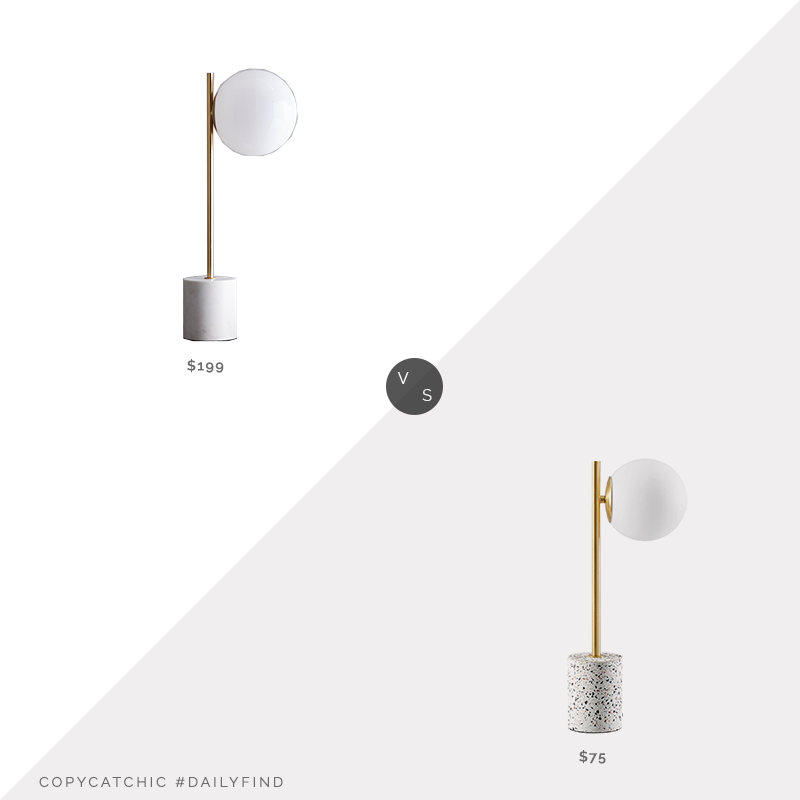 Daily Find: West Elm Sphere & Stem Table Lamp vs. Amazon Modway Logic Terrazzo Table Lamp in White, modern table lamp look for less, copycatchic luxe living for less, budget home decor and design, daily finds, home trends, sales, budget travel and room redos