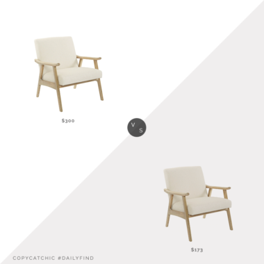 Daily Find: World Market Jake Wood Frame Chair vs. Overstock Weldon Mid-Century Fabric Upholstered Chair, linen and wood armchair look for less, copycatchic luxe living for less, budget home decor and design, daily finds, home trends, sales, budget travel and room redos