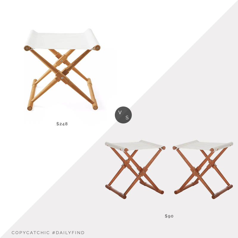 Daily Find: Serena & Lily Teak Camp Stool vs. One Kings Lane Breanna Stool Set of 2, camp stool look for less, copycatchic luxe living for less, budget home decor and design, daily finds, home trends, sales, budget travel and room redos