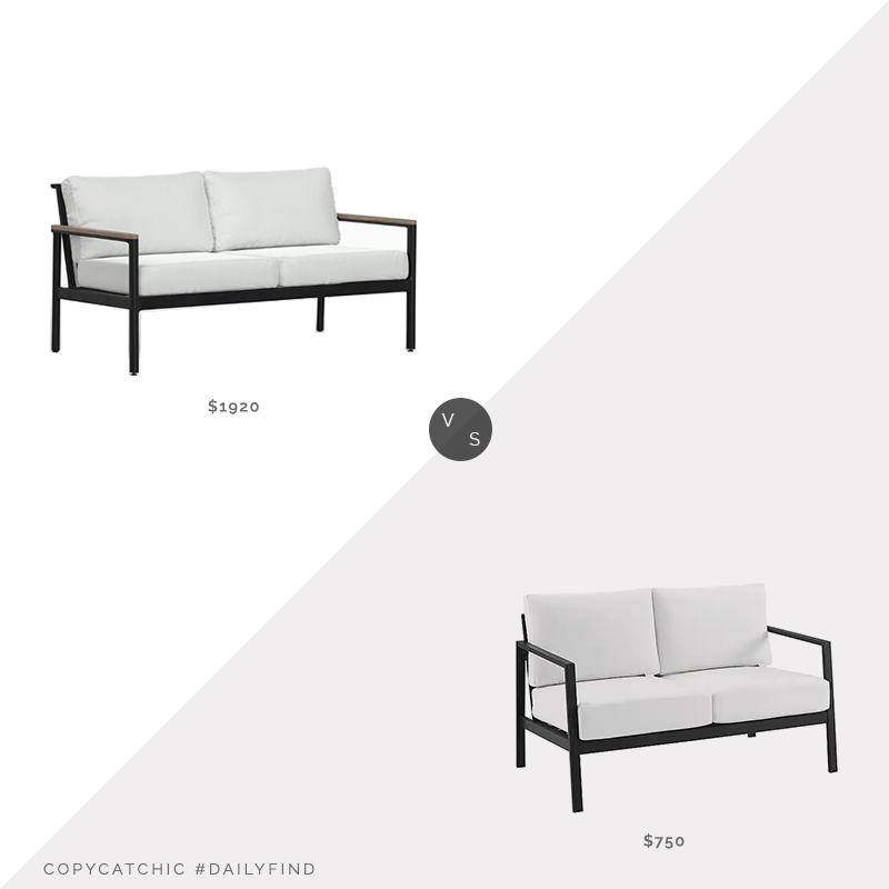 Daily Find: Harbor Classic Savannah Harbor Outdoor Loveseat vs. Kirkland's White Sunbrella Cushions Holland Outdoor Loveseat, white outdoor loveseat look for less, copycatchic luxe living for less, budget home decor and design, daily finds, home trends, sales, budget travel and room redos