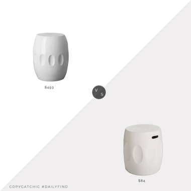 Daily Find: Scenario Home Large Orion Garden Stool vs. Kirkland's White Sali Oval Garden Stool, white garden stool look for less, copycatchic luxe living for less, budget home decor and design, daily finds, home trends, sales, budget travel and room redos