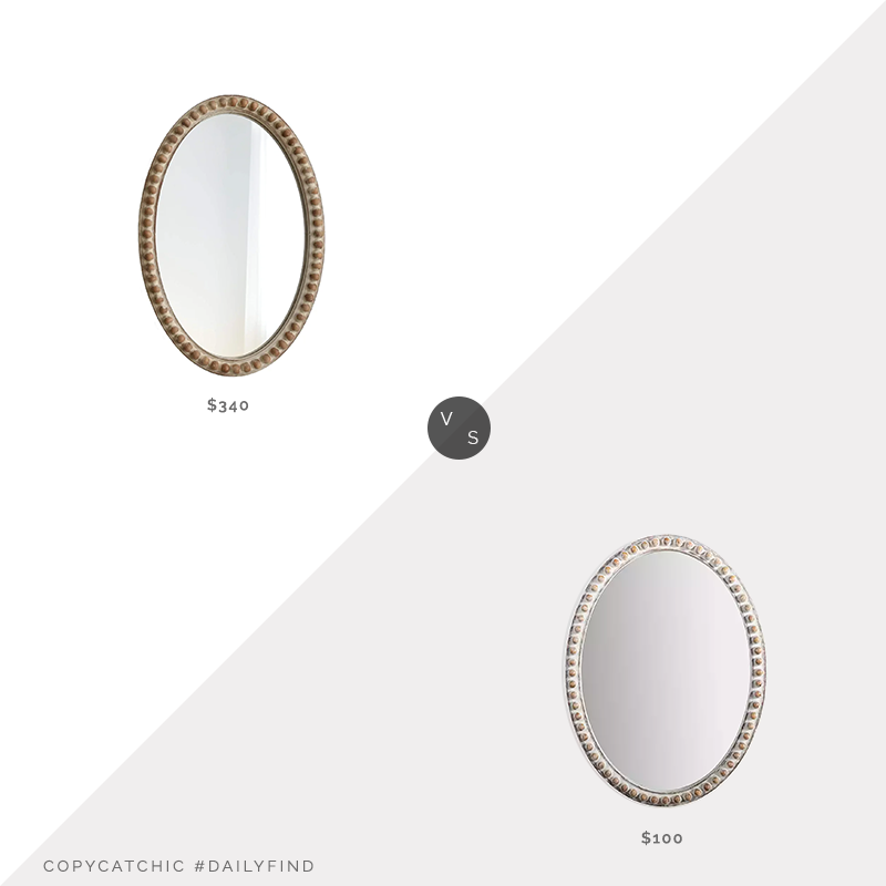 Daily Find: Wayfair Cassity Oval Wood Wall Mirror vs. Kirkland's Natural Wood Beaded Oval Mirror, oval beaded mirror look for less, copycatchic luxe living for less, budget home decor and design, daily finds, home trends, sales, budget travel and room redos