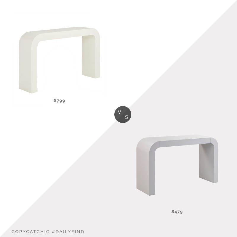Daily Find: CB2 Horseshoe Ivory Lacquered Linen Console Table vs. Coleman Furniture Hump White Console Table, white console table look for less, copycatchic luxe living for less, budget home decor and design, daily finds, home trends, sales, budget travel and room redos
