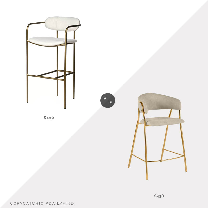 Daily Find: Wayfair Joss & Main Belarus Stool vs. Overstock Lara Counter Stool Set of 2, brass bar stool look for less, copycatchic luxe living for less, budget home decor and design, daily finds, home trends, sales, budget travel and room redos