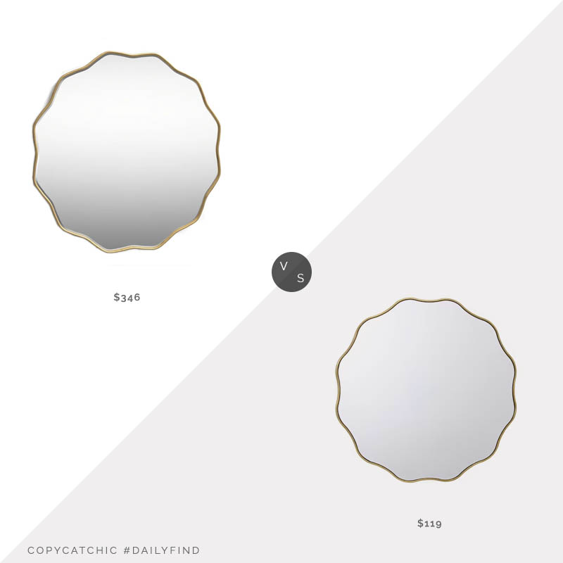 Daily Find: Wayfair Joss & Main Ragland Wavy Wall Mirror vs. Lowes Allen + Roth Round Gold Beveled Mirror, wavy mirror look for less, copycatchic luxe living for less, budget home decor and design, daily finds, home trends, sales, budget travel and room redos