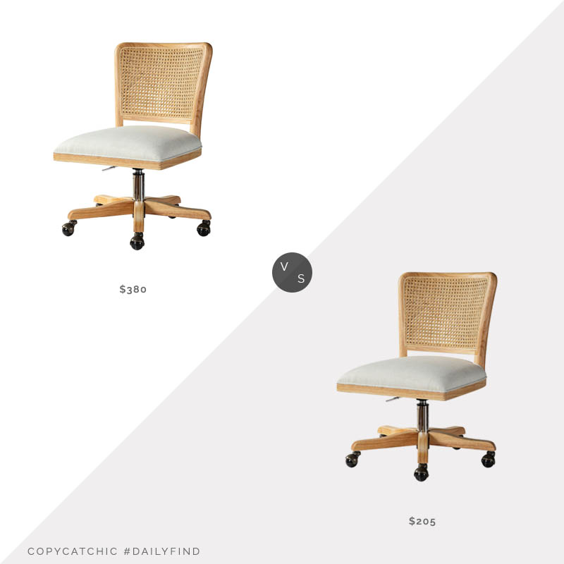Daily Find: World Market Kent Rattan Back Upholstered Office Chair vs. Home Depot Crisolina Swivel Task Chair with Rattan Back, rattan desk chair look for less, copycatchic luxe living for less, budget home decor and design, daily finds, home trends, sales, budget travel and room redos
