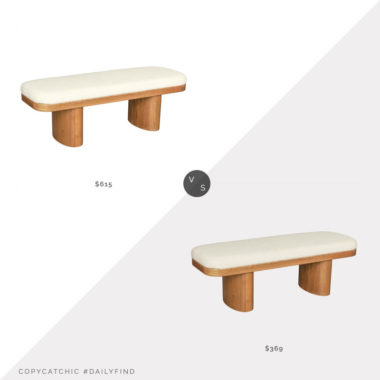 Daily Find: Burke Decor Ollie Boucle Wooden Bench vs. Coleman Furniture Ollie White Boucle Wooden Bench, boucle bench look for less, copycatchic luxe living for less, budget home decor and design, daily finds, home trends, sales, budget travel and room redos
