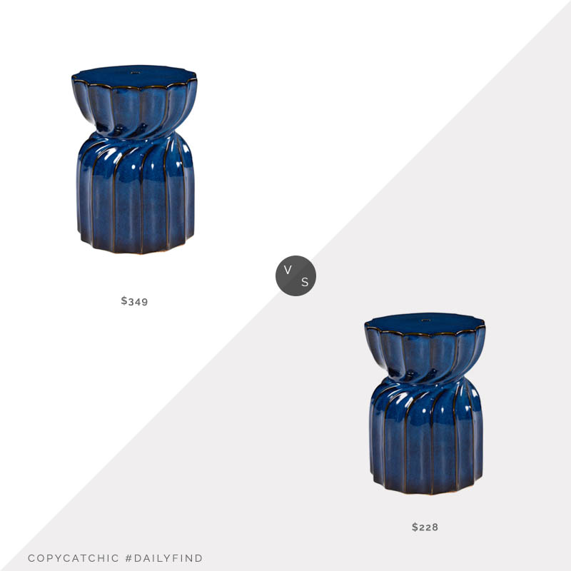 Daily Find: Pottery Barn Jayden Round Ceramic Accent Table vs. Burke Decor Alexia Indoor/Outdoor Ceramic Blue Garden Stool, blue garden stool look for less, copycatchic luxe living for less, budget home decor and design, daily finds, home trends, sales, budget travel and room redos