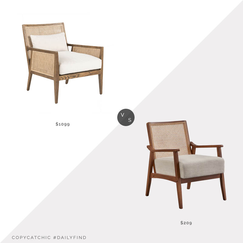 Daily Find: Pottery Barn Lisbon Cane Armchair vs. Overstock Lifestorey Serena Cane and Wood Accent Chair, cane armchair look for less, copycatchic luxe living for less, budget home decor and design, daily finds, home trends, sales, budget travel and room redos