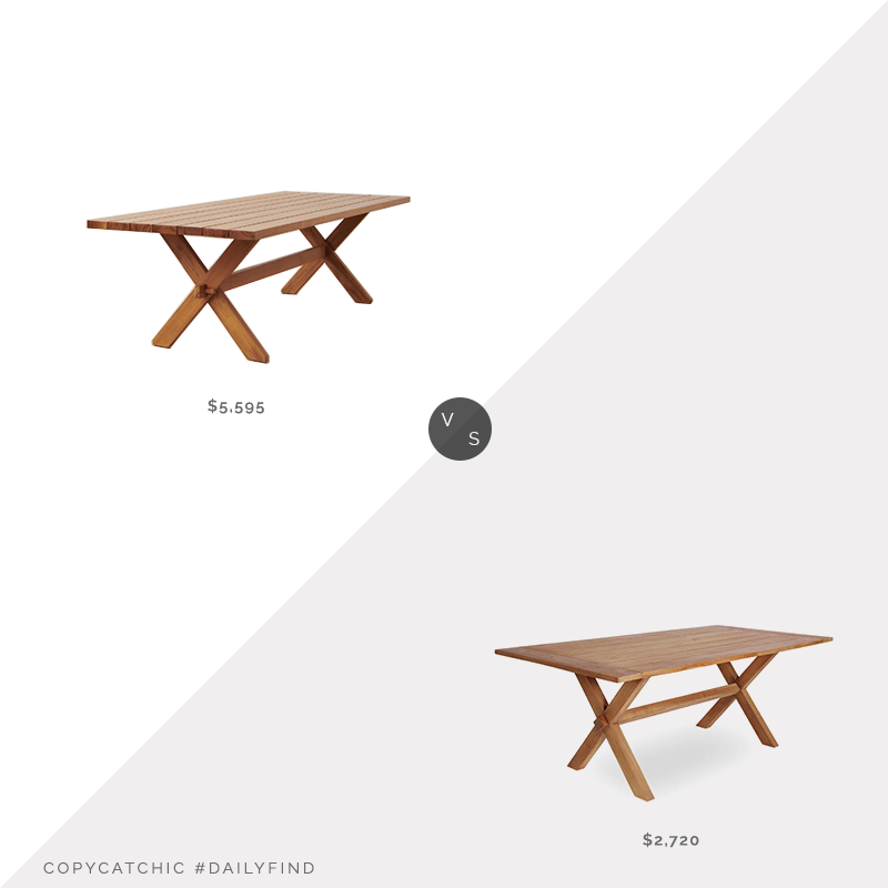 Daily Find: Jenni Kayne Outdoor Garden Dining Table vs. Birch Lane Colonial Outdoor Teak Dining Table, x base teak dining table look for less, copycatchic luxe living for less, budget home decor and design, daily finds, home trends, sales, budget travel and room redos