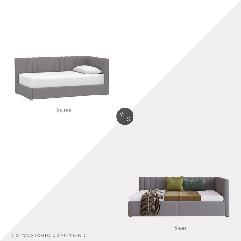 Daily Find: Pottery Barn Avalon Upholstered Corner Storage Bed vs. Overstock Twin Size Linen Upholstered Daybed with 2 Storage Drawers, corner bed look for less, copycatchic luxe living for less, budget home decor and design, daily finds, home trends, sales, budget travel and room redos