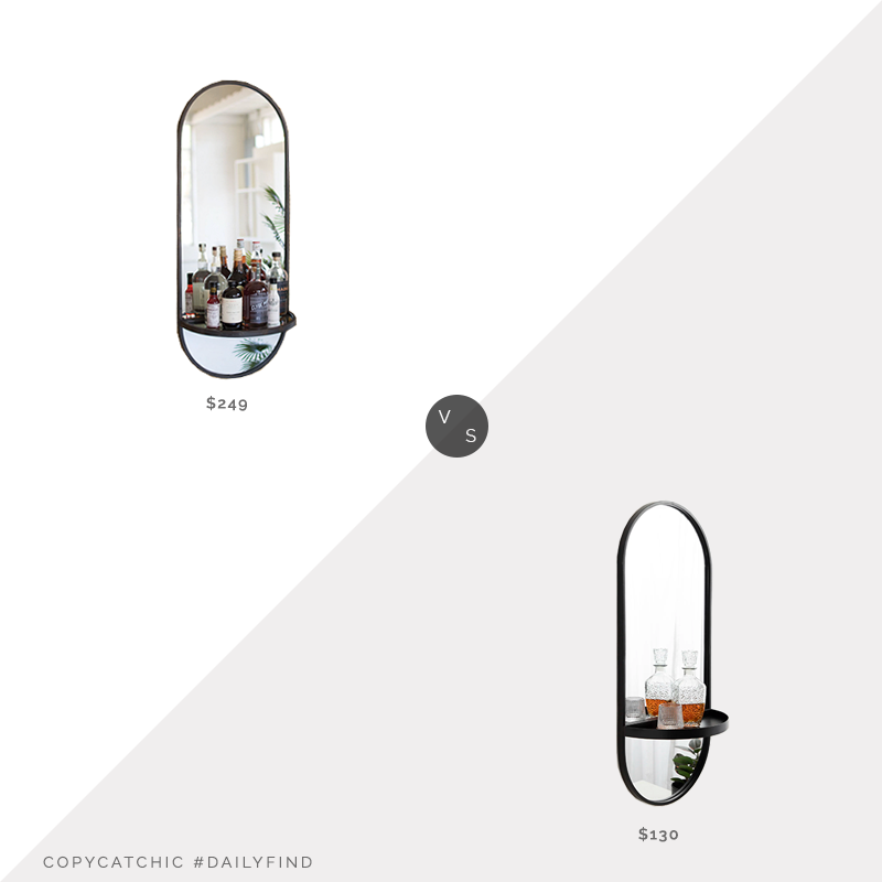 Daily Find: Pottery Barn Elora Oval Wall Mirror with Shelf vs. All Modern Lumi Oval Metal Wall Mirror, mirror with shelf look for less, copycatchic luxe living for less, budget home decor and design, daily finds, home trends, sales, budget travel and room redos