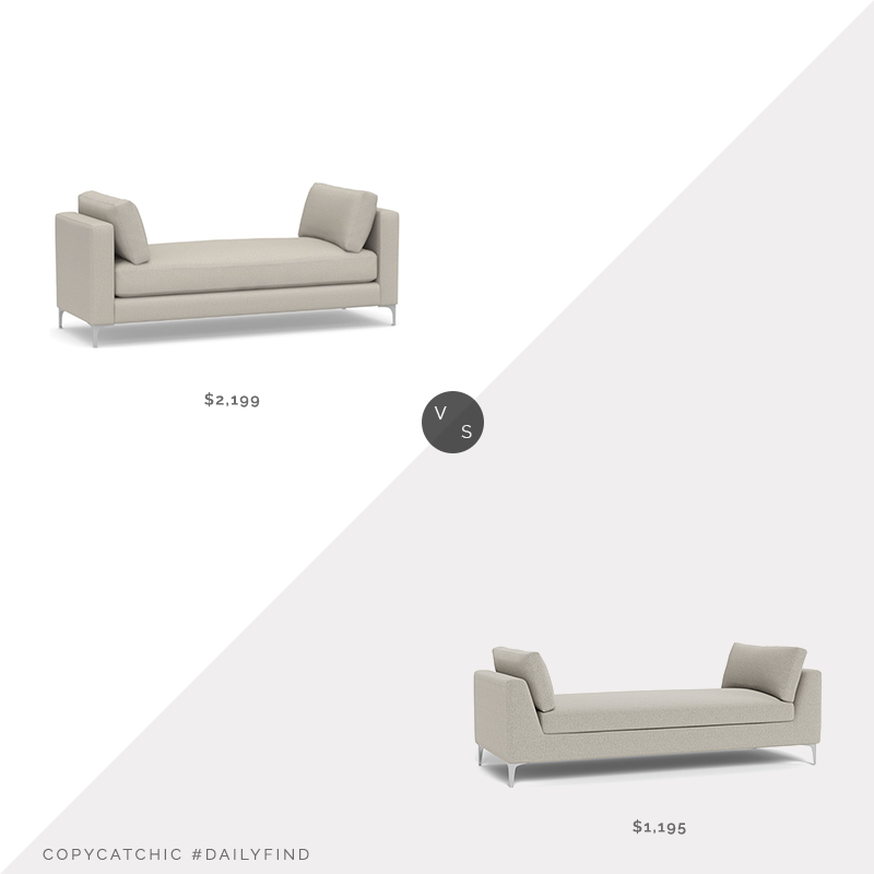 Daily Find: Pottery Barn Jake Upholstered Settee vs. Interior Define Asher Daybed, bench daybed look for less, copycatchic luxe living for less, budget home decor and design, daily finds, home trends, sales, budget travel and room redos