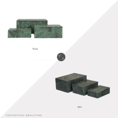 Daily Find: Joss & Main Lagos 3-Piece Marble Decorative Box Set vs. Home Depot Litton Lane Rectangle Marble Box (Set of 3), green marble box set look for less, copycatchic luxe living for less, budget home decor and design, daily finds, home trends, sales, budget travel and room redos