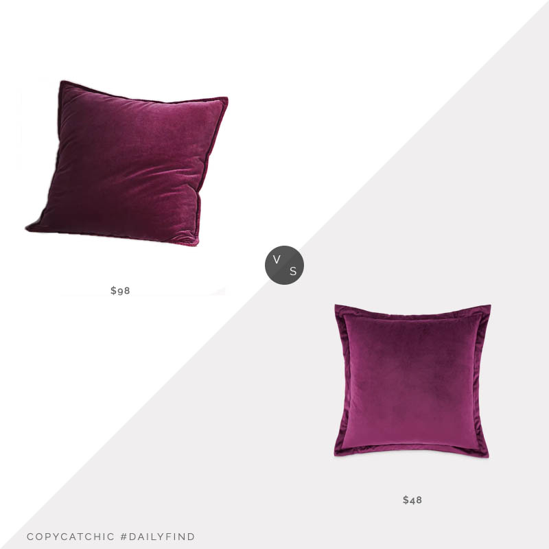 Daily Find: Anthropologie Velvet Trova Pillow vs. Perigold Michael Amini Conner Velvet Square Throw Pillow, purple velvet pillow look for less, copycatchic luxe living for less, budget home decor and design, daily finds, home trends, sales, budget travel and room redos