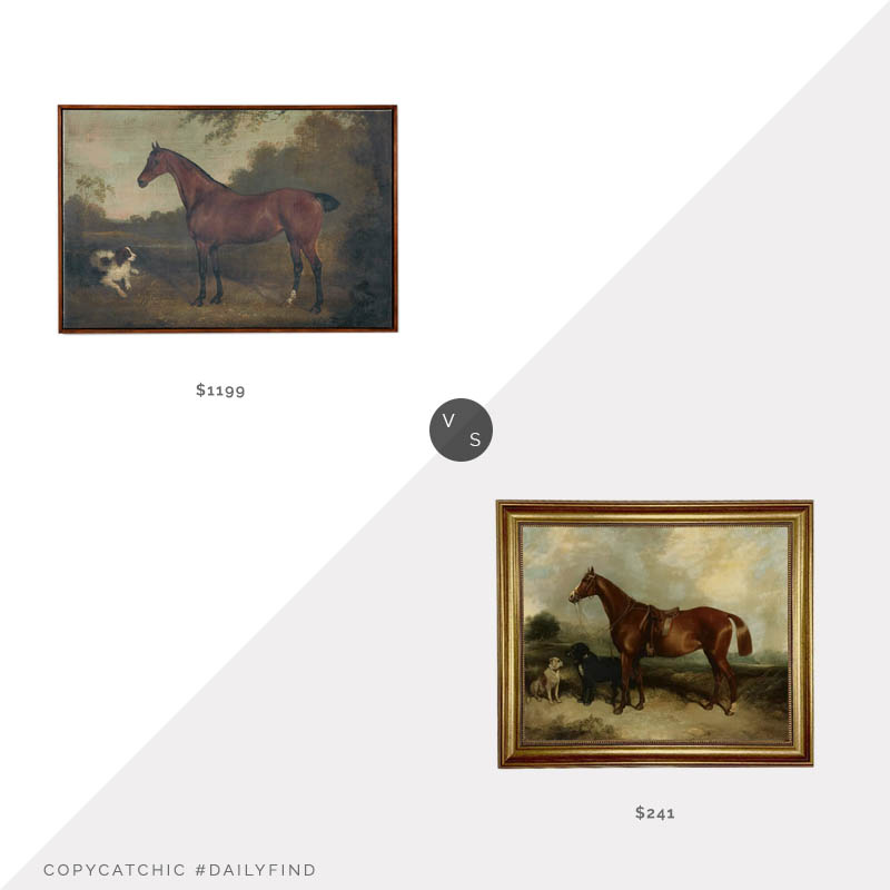 Daily Find: CB2 Brown Horse Framed Oil Painting Reproduction vs. Chairish Chestnut Horse Contemporary Framed Print on Canvas, horse painting look for less, copycatchic luxe living for less, budget home decor and design, daily finds, home trends, sales, budget travel and room redos