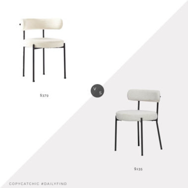 Daily Find: CB2 Inesse Boucle Ivory Modern Dining Chair vs. Bed Bath and Beyond Elite Living Molly Boucle Dining Chair, boucle dining chair look for less, copycatchic luxe living for less, budget home decor and design, daily finds, home trends, sales, budget travel and room redos