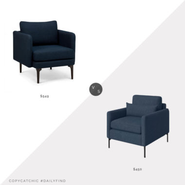 Daily Find: West Elm Auburn Chair vs. Wayfair AllModern Hawke Upholstered Armchair, navy armchair look for less, copycatchic luxe living for less, budget home decor and design, daily finds, home trends, sales, budget travel and room redos