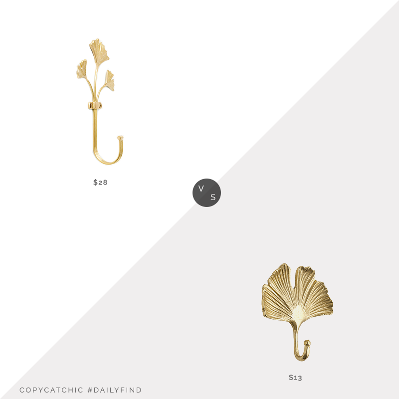 Daily Find: Anthropologie Ginkgo Hook vs. World Market Gold Metal Ginkgo Leaf Wall Hook, gingko decor hook look for less, copycatchic luxe living for less, budget home decor and design, daily finds, home trends, sales, budget travel and room redos