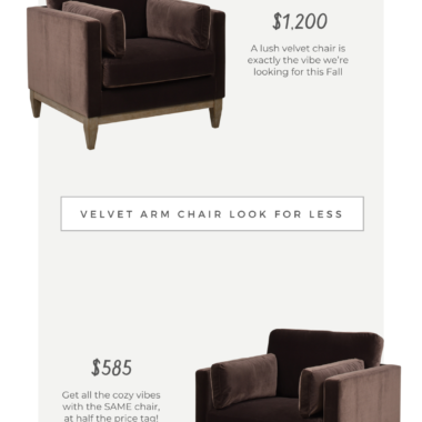Daily Find: Rue La La Jennifer Taylor Home Modern Farmhouse Arm Chair vs Jennifer Taylor Home Knox Arm Chair, brown velvet club chair look for less, copycatchic luxe living for less, budget home decor and design, daily dupes, home trends, sales, budget travel and room inspiration