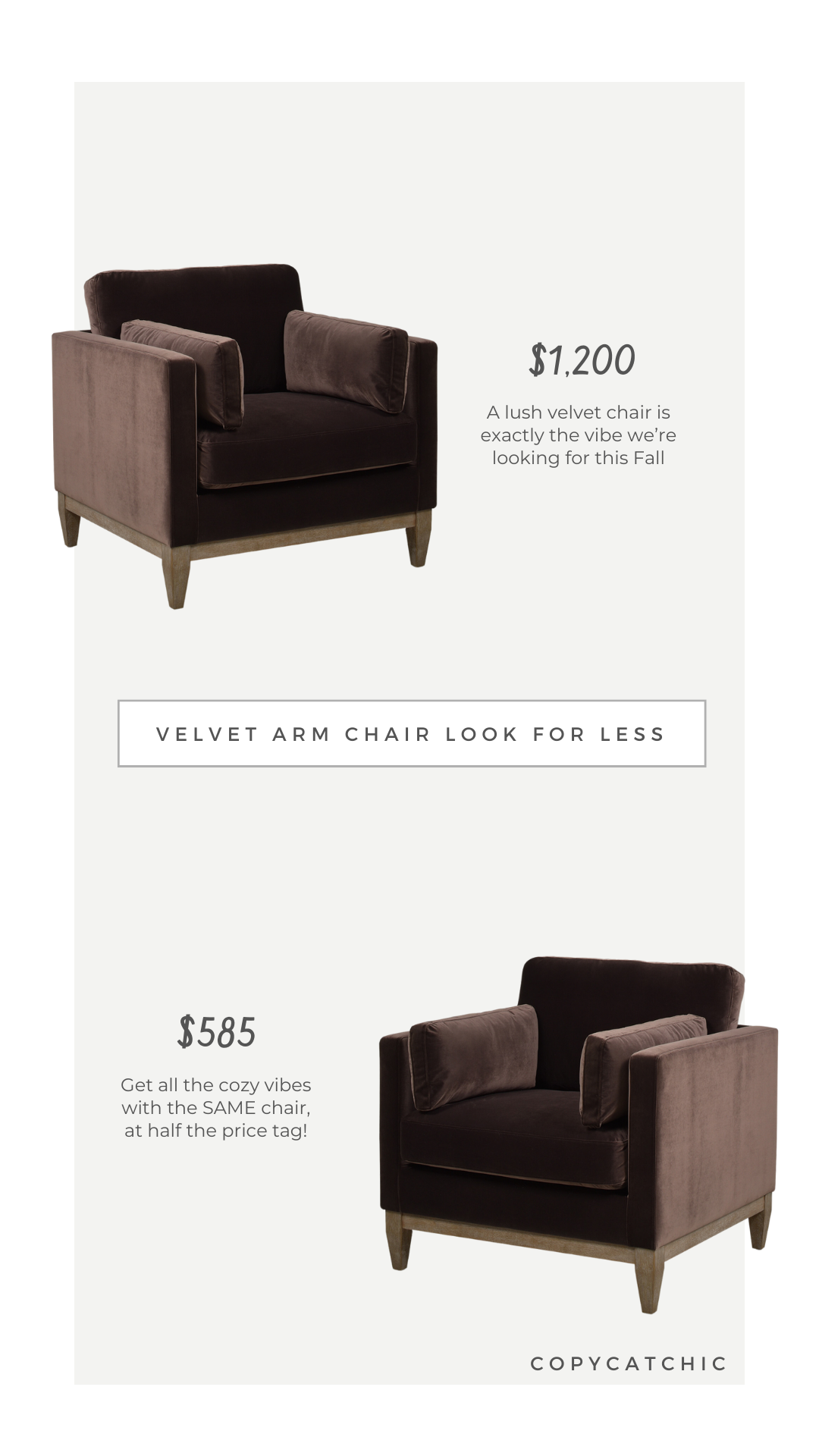 Daily Find: Rue La La Jennifer Taylor Home Modern Farmhouse Arm Chair vs Jennifer Taylor Home Knox Arm Chair, brown velvet club chair look for less, copycatchic luxe living for less, budget home decor and design, daily dupes, home trends, sales, budget travel and room inspiration