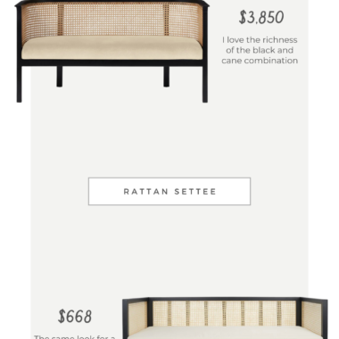 Look for Less: rattan settee, Made for Goods Fleetwood Cane Sofa vs Bed Bath and Beyond Safavieh Duen Rattan Sofa , daily find, dupe, copycatchic luxe living for less, budget home decor and design, daily dupes, home trends, sales, budget travel and room inspiration