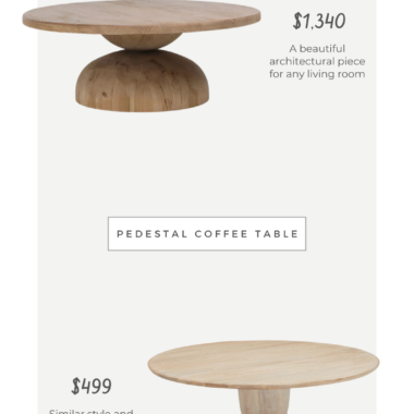 Look for Less: Pedestal Coffee Table, Wayfair Loon Peak Gethers Coffee Table vs West Elm Winona Pedestal Coffee Table, daily find, dupe, copycatchic luxe living for less, budget home decor and design, daily dupes, home trends, sales, budget travel and room inspiration