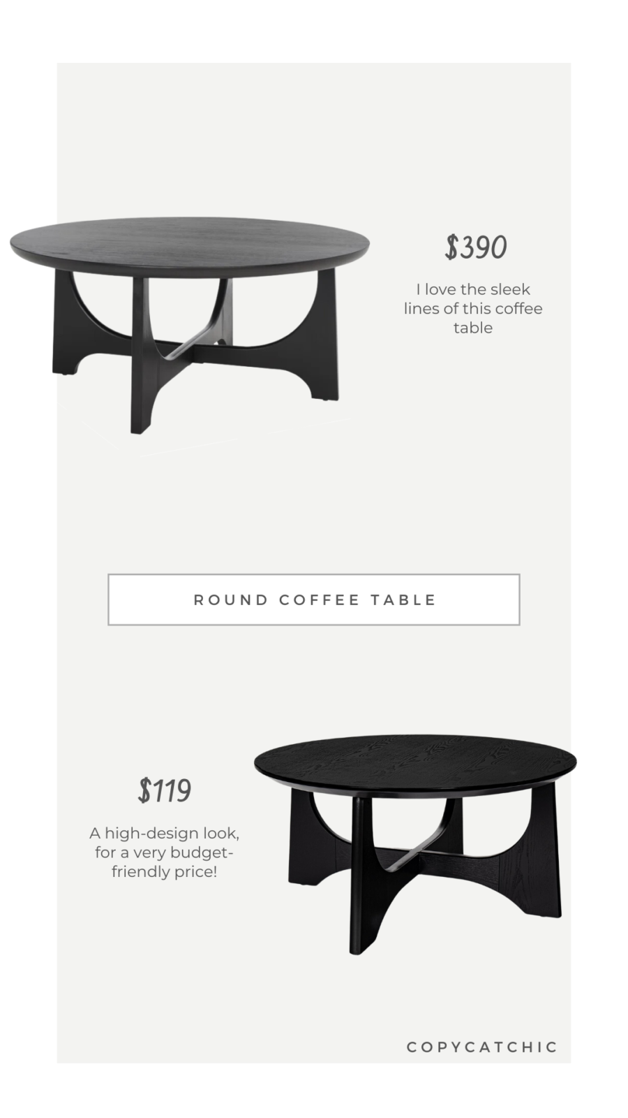 Look for Less: Allmodern Zade Coffee Table vs Amazon Modern Design Round Coffee Table