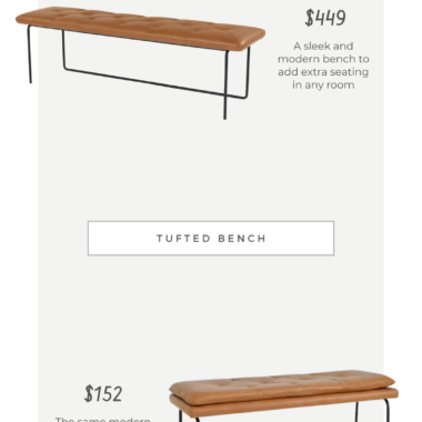 Look for Less: Article Level Bella Caramel Bench vs Home Depot Elevens Nano Faux Leather Bench