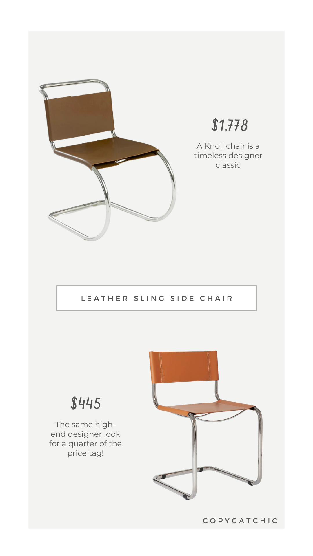 Look for Less: Leather Sling Side Chair, 2Modern Knoll MR Armless Side Chair vs Forom Stam Leather Side Chair, daily find, dupe, copycatchic luxe living for less, budget home decor and design, daily dupes, home trends, sales, budget travel and room inspiration